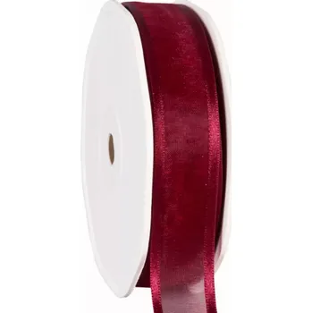 Stuha Organza se saténovým lemem 25 mm x 25 m vínová