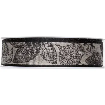 Stuha Lněná smuteční stuha listy hnědá 25 mm x 15m