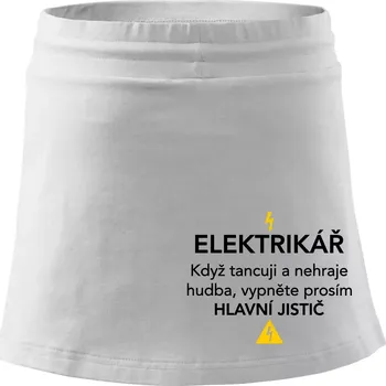 Dámská sukně Elektrikář - hlavní jistič - Nápis na zádech - Sportovní sukně - two in one - S ( Bílá )