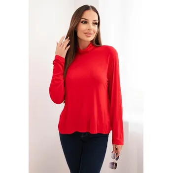 Dámská halenka Dámská viskózová blůza s rolákem a dlouhým rukávem červená UNI