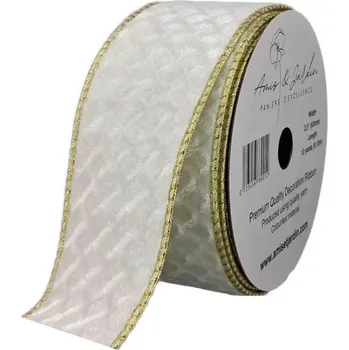 Stuha Stuha organzová s drátkem bílá geometrie 9.1 m