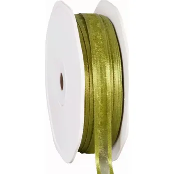 Stuha Organza se saténovým lemem 10 mm x 50 m mechově zelená