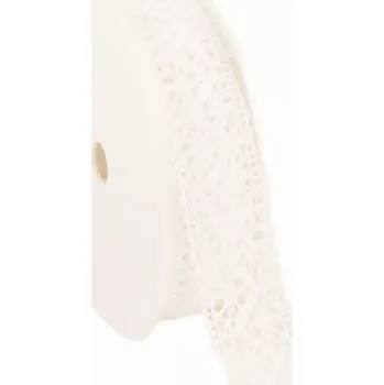 Stuha Bavlněná háčkovaná stuha 22 mm x 10 m bílá