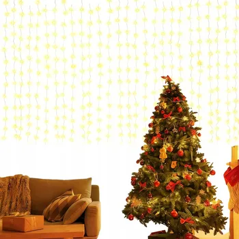 Vánoční dekorace SVĚTELNÝ ZÁVĚS SVĚTELNÝ ŘETĚZ GIRLANDA BÍLÁ TEPLÁ 300 LED 3x3 METRY