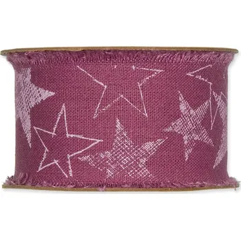 Stuha Potištěná bavlněná stuha s hvězdami růžová 40mm x 3m