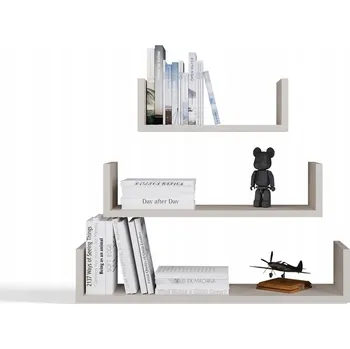 police ZÁVĚSNÁ POLICE MOBI 3P SADA 3x – MODERNÍ NÁSTĚNNÉ POLICE KAŠMÍROVÁ BÉŽOVÁ