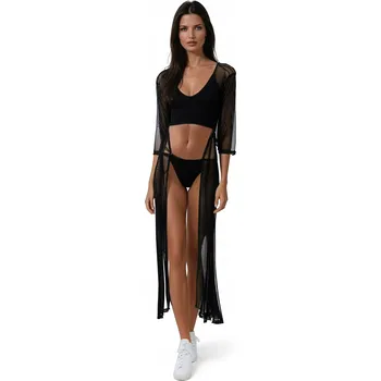 Dámský župan Dlouhý síťovaný, smyslný župan, dámský peniuar MotoLadies - M