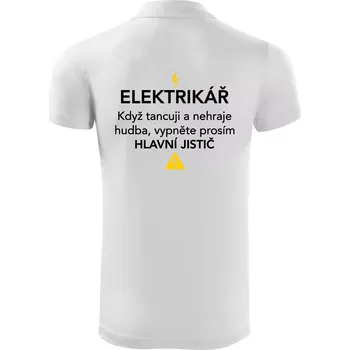 Pánská košile Elektrikář - hlavní jistič - Nápis na zádech - Polokošile Victory sportovní (dresovina) - M ( Bílá )