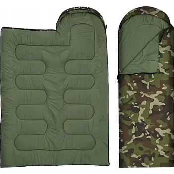 Spacák MASKÁČOVÝ TURISTICKÝ SPACÍ PYTEL MUMIE PŘEŠÍVKA S KAPUCÍ 210X75 CM 950G 2V1 MASKÁČOVÝ