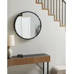 Nástěnné zrcadlo zlaté a černé sklo a MDF ø 69 cm závěsné zrcadlo abstraktní styl Beliani