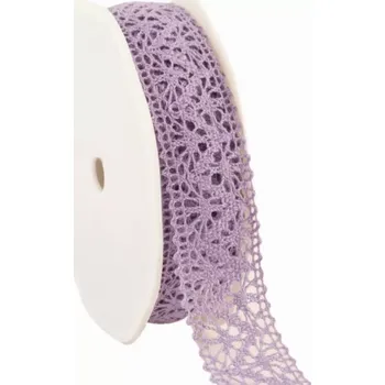 Stuha Bavlněná háčkovaná stuha 22 mm x 10 m fialová