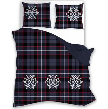 Povlečení Vánoční bavlněné povlečení Nordic 007 160x200 cm + 2x 70x80 cm tmavě modré