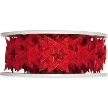 Stuha Filcová stuha s hvězdami červená 25mm x 2m