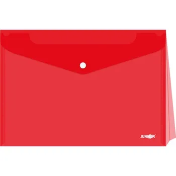 Obal s patentkou - rozšířitelný PP/A4, průhledný/červený
