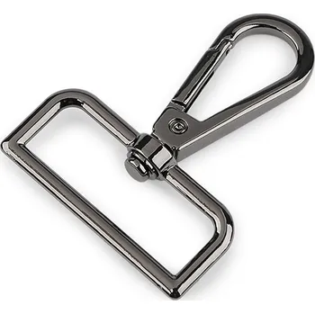 Karabina kovová otočná, průvlek 38 mm, barva 3 nikl černý