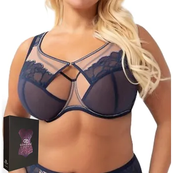 Podprsenka GORSENIA Podprsenka s měkkými košíčky, krajková, s kosticemi Saanvi 758/1 - tmavě modrá, velikost 100C