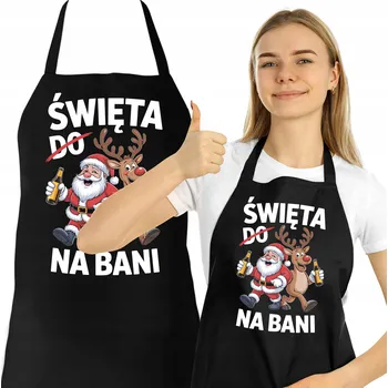 Kuchyňská zástěra Vánoční kuchyňská zástěra dárek VÁNOCE Vtipná Vánoce Na molu Pivo