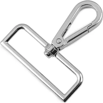 Kovová karabina otočná, průvlek 50 mm, barva nikl