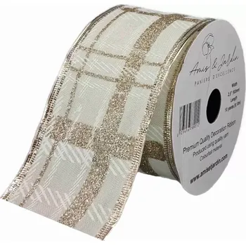 Stuha Stuha jutová s drátkem bílá mřížka 9.1 m