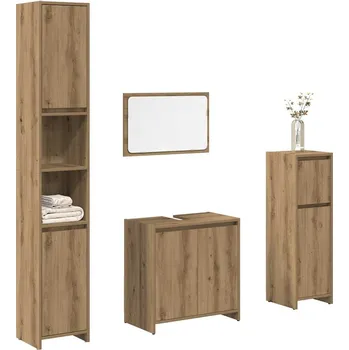 Koupelnový nábytek 4dílná koupelnová sestava dub artisan kompozitní dřevo Hnědá3328556