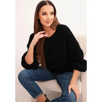 Dámský svetr Dámský svetr černý z vlny s hrubým pletením a dlouhým rukávem černý UNI