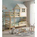 BMS Dětská patrová postel ERYK s domečkem | borovice 90 x 190 cm