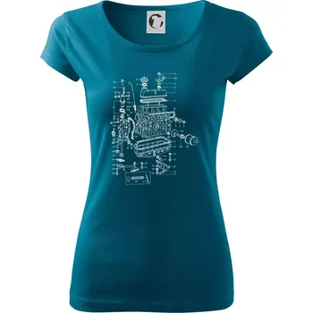 Dámské tričko Motor škoda 105-136 - Dámské triko Pure - XS ( Petrolejová )