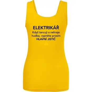 Dámské tričko Elektrikář - hlavní jistič - Nápis na zádech - Dámské tílko - XS ( Žlutá )