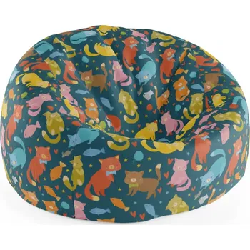 Sedací pytel Sablio Sedací vak Cocoon Kočky s rybkami - 115 x 75 x 45 cm