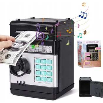 Pokladnička POKLADNIČKA SEJF BANKOMAT VELKÁ POKLADNIČKA PRO DĚTI NA MINCE BANKOVKY KÓD
