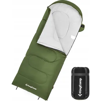 Spacák KingCamp Flanelový spací pytel pro dospělé na 3-4 sezóny ZELENÝ