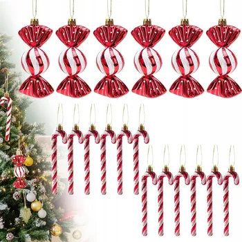 Vánoční dekorace Bonbóny, Cukrové hůlky SADA 18 KS NA VÁNOČNÍ STROMEK OZDOBA DEKORACE