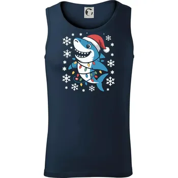 Vánoční žralok a vločky - Tílko pánské Core - S ( Námořní modrá (velmi tmavá - téměř černá) )