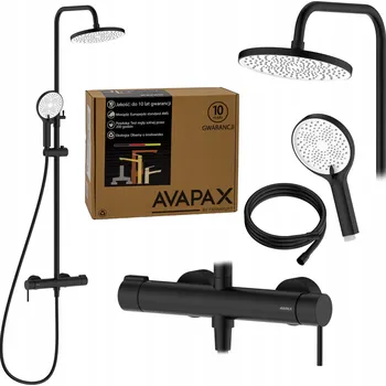 Sprchový set Sprchový sloup s baterií, nastavitelný, černý sprchový set AVAPAX