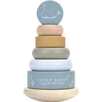 Hračka pro nejmenší Little Dutch Dřevěná pyramida světle modrá Ocean