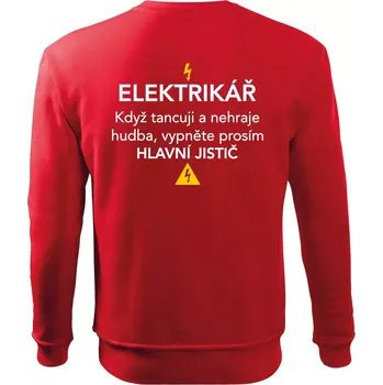 Pánská mikina Elektrikář - hlavní jistič - Nápis na zádech - Mikina Essential pánská - 2XL ( Červená )