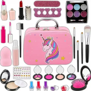 Doplněk pro panenku KUFŘÍK KOSMETICKÝCH PŘÍPRAVKŮ SADA NA LÍČENÍ PRO HOLČIČKU A MALOVÁNÍ NEHTŮ