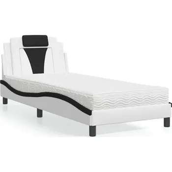 Postel Postel Viana s matrací bílá a černá 90 x 200 cm umělá kůže Bílá3208774