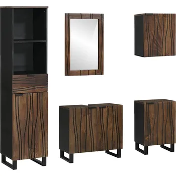 Koupelnový nábytek Sada koupelnového nábytku s policí 5 pcs Bílá kompozitní dřevo Bílá3310057