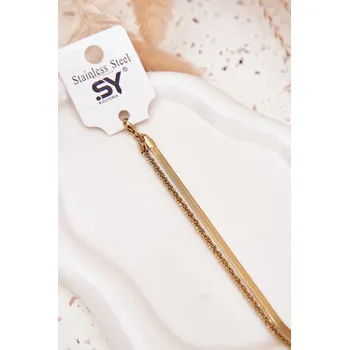Dámská halenka Dvojitý náramek ze nerezové oceli zlatý univerzální