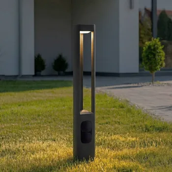 Venkovní osvětlení Lucande LED osvětlení cesty Pirron, výška 80 cm, zásuvka, IP54 - Základna – šířka 12,8 cm, hloubka 12,7 cm, výška 2,3 cm antracitová LED 7,5 W celkem - Doprava zdarma