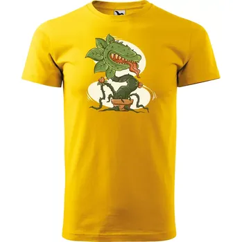 Pánské tričko Sablio Tričko s potiskem Hladová masožravka - žluté XL