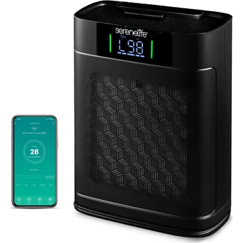 Čistička vzduchu ČISTIČKA VZDUCHU HEPA 200M3/H PRO MÍSTNOSTI DO 100M2 VÝKONNÁ ČERNÁ TICHÁ SERENELIFE