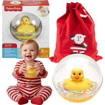Hračka pro nejmenší Kachnička do koupele Fisher Price + sáček dárek sada pro miminko do koupele