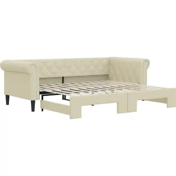 Ložnice Čalouněná jednolůžková postel VidaXL 90x200 cm, krémová