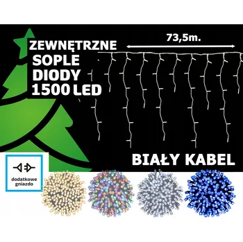 IP kamera Venkovní rampouchy 1500 LED 73,5 metrů BÍLÝ KABEL s možností propojení FLASH