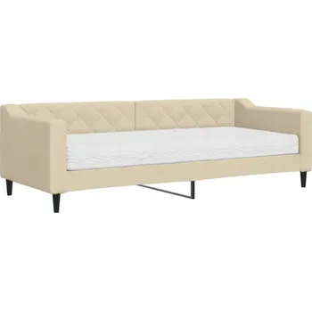 Obývací pokoj Rozkládací pohovka s matrací na spaní, krémová, 80x200 cm, látková