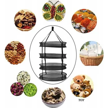 ZÁVĚSNÁ SUŠÁRNA NA BYLINKY ZELENINY HUB ROSTLIN 4 POLICE SÍŤKA ČERNÁ