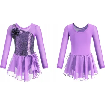 Body BALETNÍ TRIKOT PRO DÍVKY S TYLOVOU SUKÝNKOU FIALOVÉ FLITRY VEL. 150