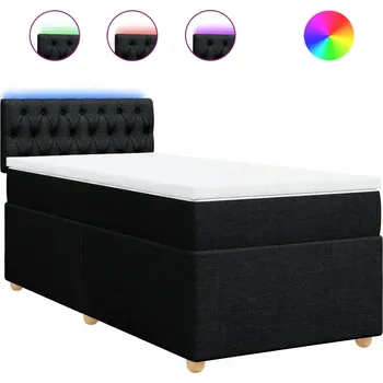 Postel Kontinentální postel černá 190 x 90 x 100,5 cm s matrací a LED osvětlením